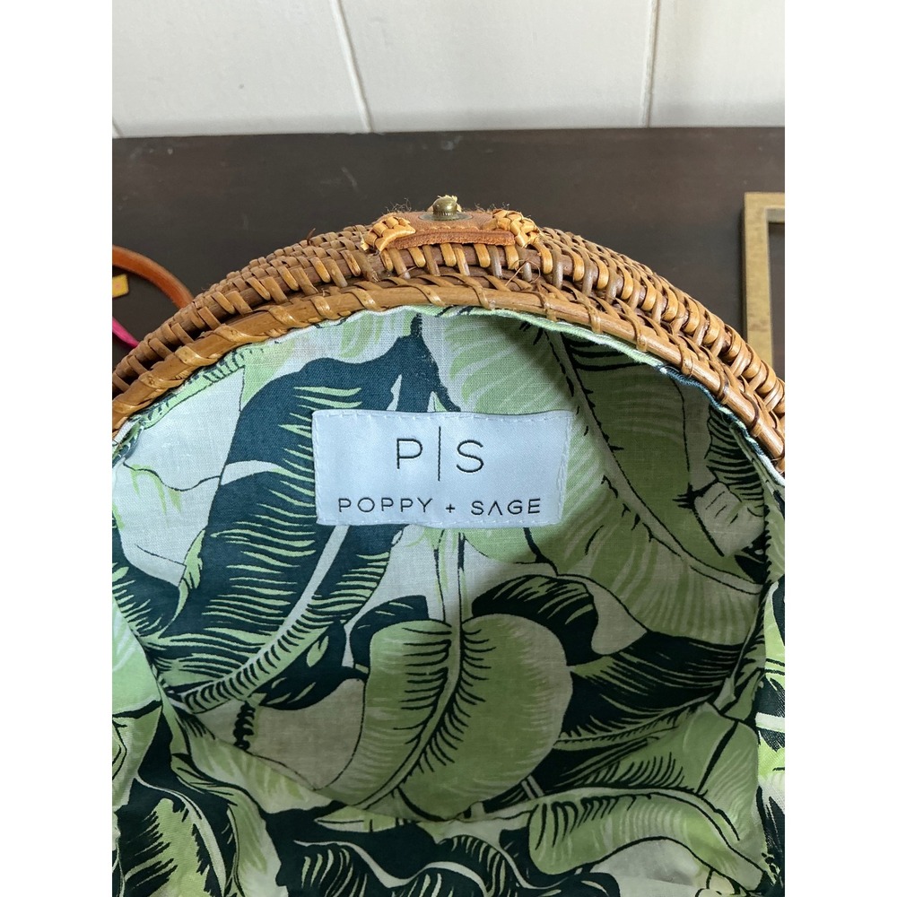 Poppy + Sage Crossbody Bag Women's Round Rattan Woven Straw Purse Boho Chic - Picture 8 of 14